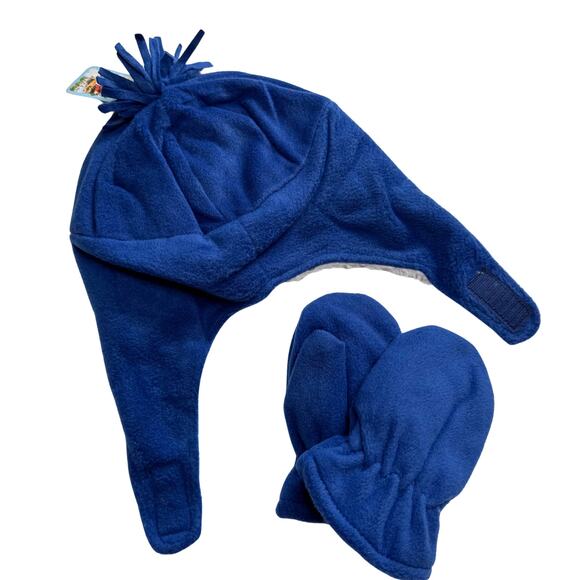 SimpliKids Fleece Sherpa Lined Train Kids Winter Hat & Mittens Set 5-7 Years New - Picture 9 of 9